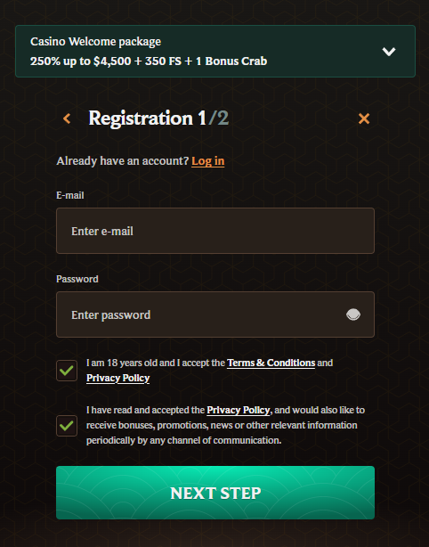 CrownPlay Casino registration