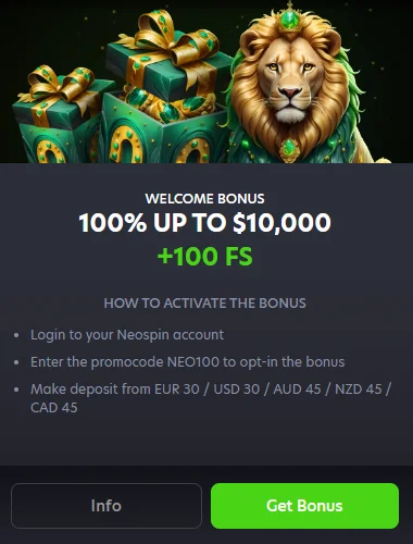 Neospin Casino welcome bonus