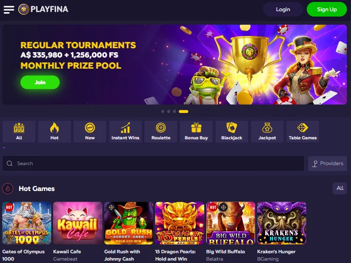 Playfina main page