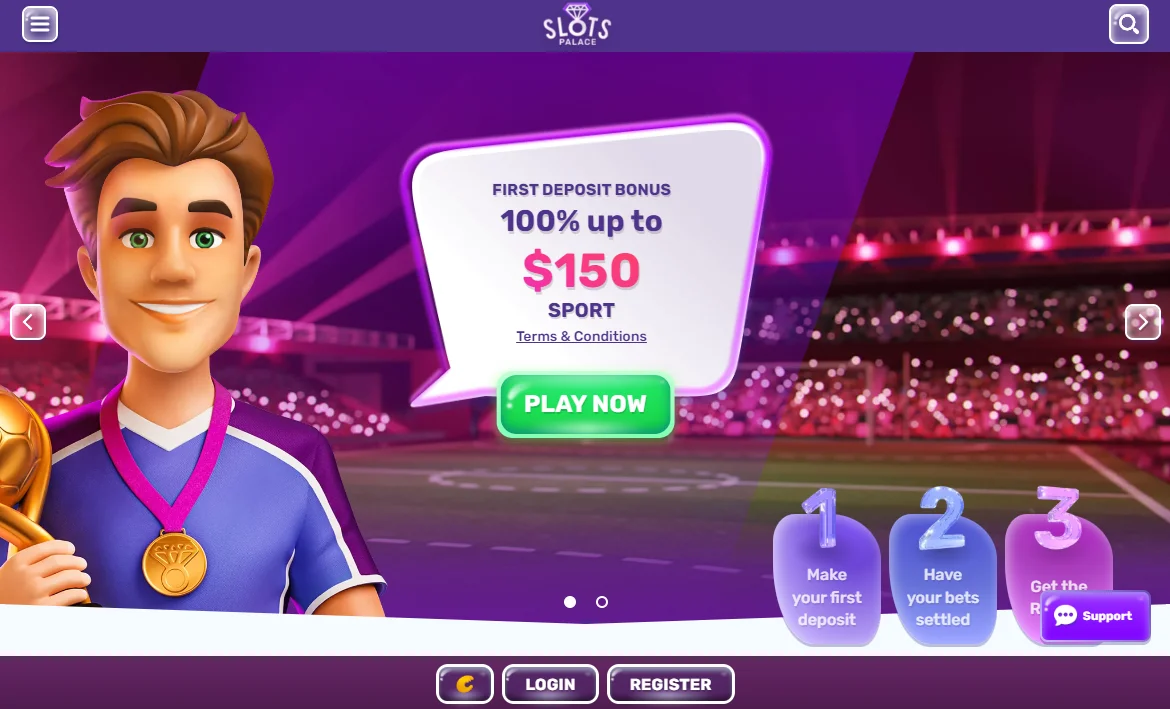 Slots Palace first deposit window