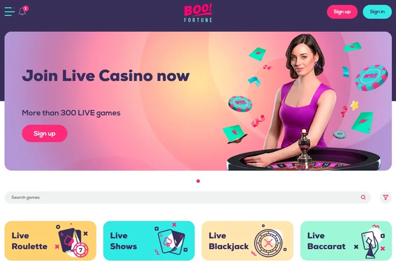 Wild Fortune Live casino games