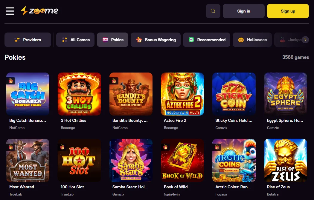 Zoome Casino pokies